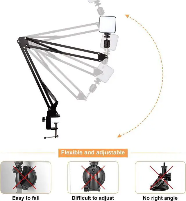 Alt view image 2 of 6 - Webcam Stand with Streaming Lights, Webcam Mount with Adjustable Led Video Light, Video Conference Lighting Kit Plug and Play, for Streaming Photography Vlogging W8 C922 C930e C930 C920 C615