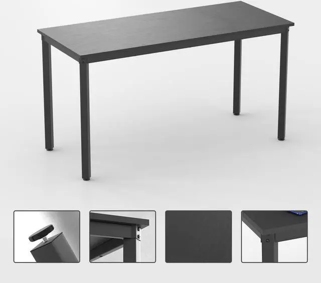 Alt view image 7 of 7 - Computer Desk 39 inch Small Size PC Table for Home Office, Sturdy Gaming Writing Desk Workstation Dining Table Black Metal Frame Black