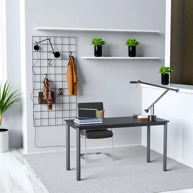 Alt view image 2 of 7 - Computer Desk 39 inch Small Size PC Table for Home Office, Sturdy Gaming Writing Desk Workstation Dining Table Black Metal Frame Black