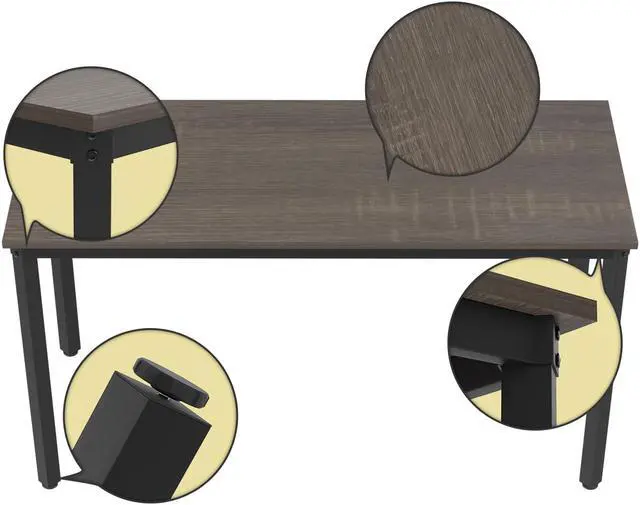 Alt view image 6 of 6 - Computer Desk 39 inch Small Size PC Table for Home Office, Sturdy Gaming Writing Desk Workstation Dining Table Black Metal Frame Boak