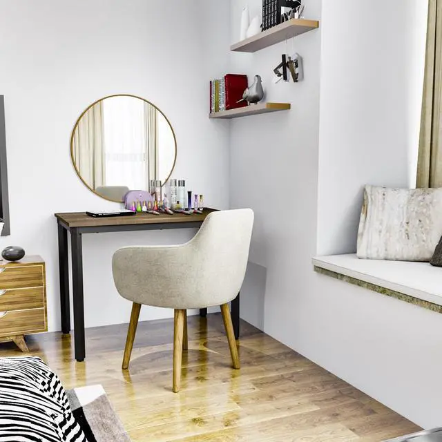 Alt view image 3 of 6 - Computer Desk 39 inch Small Size PC Table for Home Office, Sturdy Gaming Writing Desk Workstation Dining Table Black Metal Frame Boak