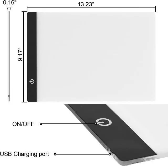 Alt view image 3 of 7 - A4 Ultra-Thin Light Board for Diamond Painting, Eyesight-Protected Led Light Box, USB Powered Light Pad with Adjustable Brightness