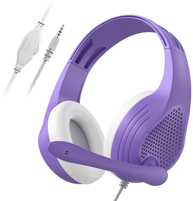 Main image of INMISS Over-Ear Headphones with Microphone, 3.5mm Wired Stereo Headset, Soft Earpads, Adjustable Mic, Volume Control for Gaming, PC, Laptop, Phone, Online Class