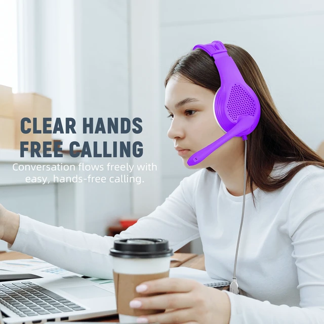 Alt view image 7 of 7 - INMISS Over-Ear Headphones with Microphone, 3.5mm Wired Stereo Headset, Soft Earpads, Adjustable Mic, Volume Control for Gaming, PC, Laptop, Phone, Online Class