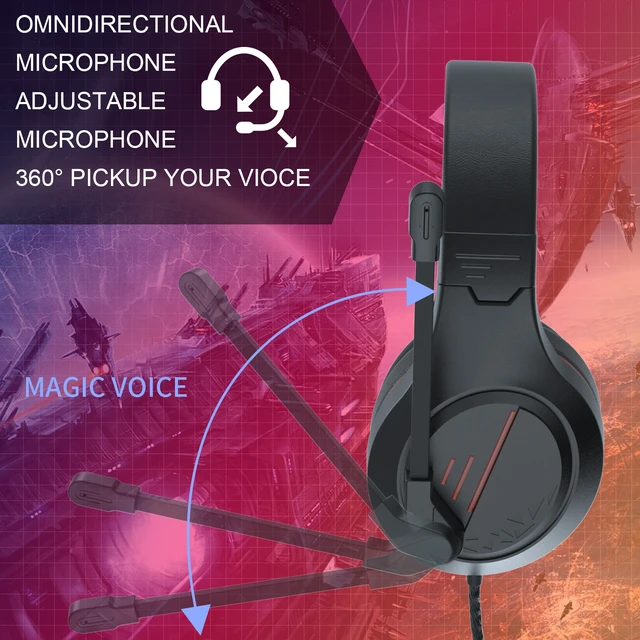 Alt view image 3 of 7 - INMISS MH601 Wired Gaming Headset with Microphone, Over-Ear Stereo Gaming Headphones, 3.5mm Jack Compatible with PC PS4 Xbox Laptop Phone
