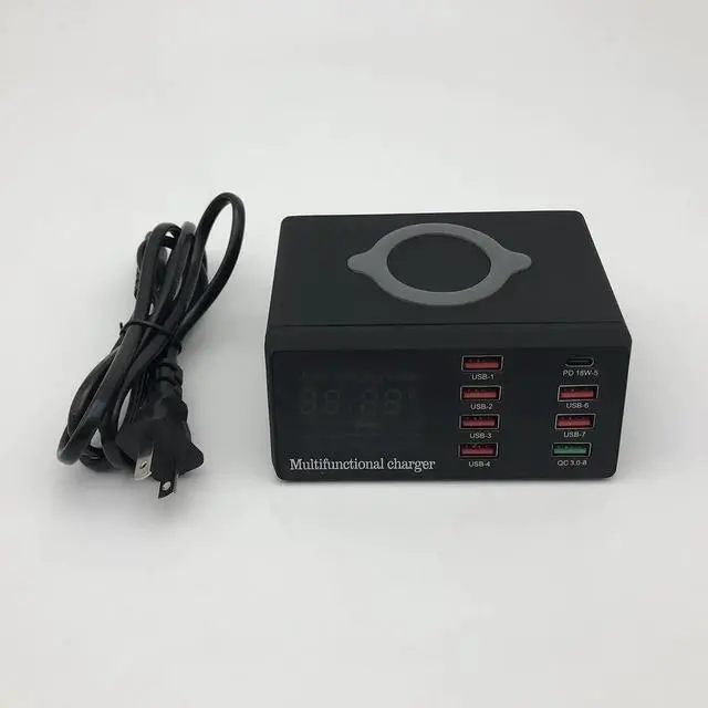 Alt view image 5 of 5 - 8Port Multi Fast Usb Charger Quick Charge 3.0 Phone Charging Station Led Display Usb Smart Wireless Digital Display Charger X9