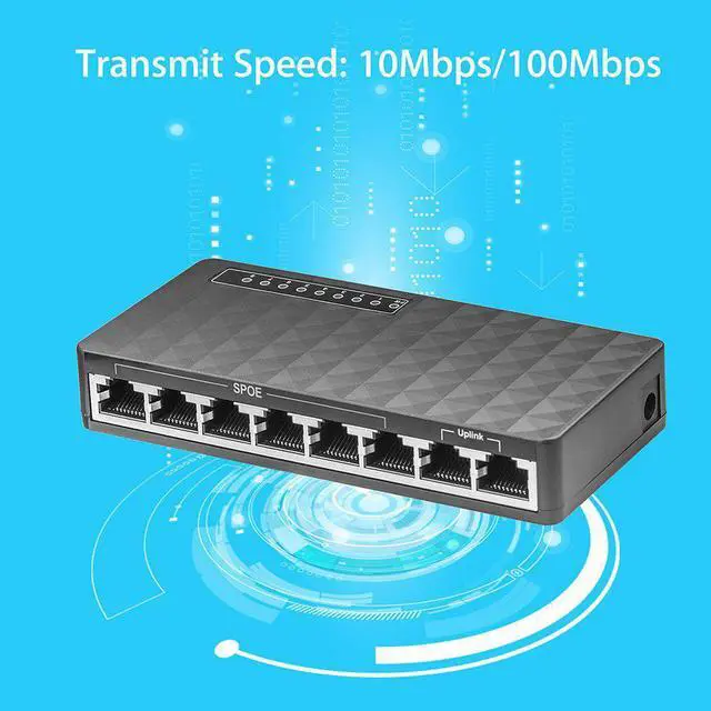 Alt view image 3 of 5 - 10/100 Mbps 8 Port Fast Ethernet LAN Desktop RJ45 Network Switch Hub Adapter High Performance