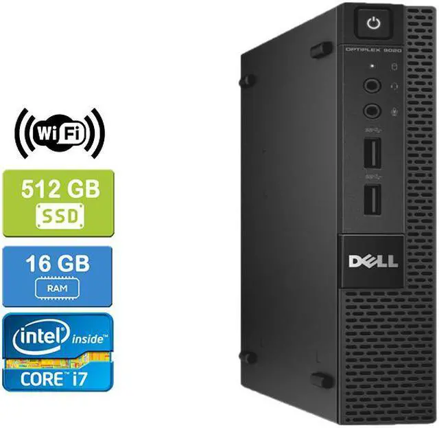Main image of DELL 9020 MICRO Intel Core i7-4770T 2.50 GHz, 16GB, 512GB SSD, Win 10 Pro