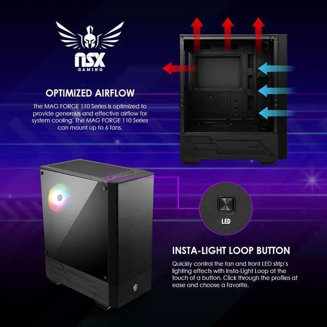 Alt view image 5 of 8 - NSX GAMING PC Desktop - Ryzen 5 5500, 16GB RAM, 512GB, RTX 3050, Win 11, WiFi
