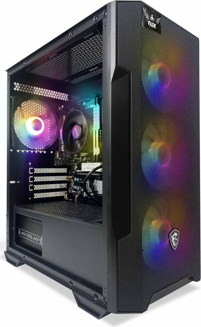 Alt view image 2 of 7 - NSX GAMING PC Desktop - AMD Ryzen 5 5600G, 16GB DDR4 3600, 512GB M.2 NVME SSD, RGB Fans, Win11, Integrated Graphics, Built in USA, 1 Year Warranty