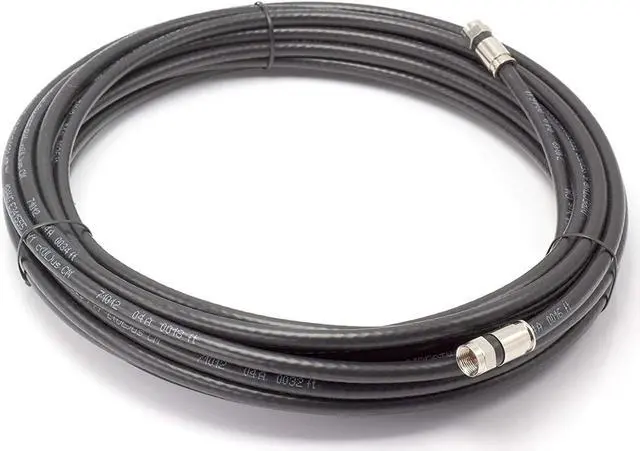 Main image of 50' Feet, Black RG6 Coaxial Cable (Coax Cable) with Connectors, F81 / RF, Digital Coax - AV, Cable TV, Antenna, and Satellite, CL2 Rated, 50 Foot