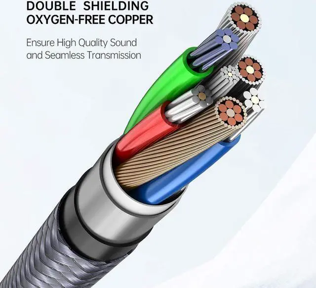 Alt view image 5 of 7 - RCA Cable, 2-Pack (8 Feet) R 2-RCA Male to 2-RCA Male Subwoofer Audio [Shield, Hi-Fi Sound] Nylon Braided Cable for HDTVs, Home Theater, Gaming Consoles, Hi-Fi Speakers, DVD Players & More