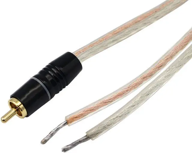 Alt view image 2 of 4 - RCA Speaker Wire Speaker Bare Cable to RCA Plug Gold Plated RCA Connector High Level OFC Audio Cable Open End for Amplifiers Subwoofer - DIY 2 M
