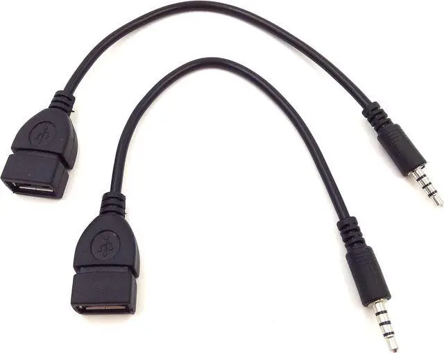 Main image of 2 Pack USB 2.0 A Female to 3.5mm Male Jack Plug Car AUX Audio Converter Adapter Cable