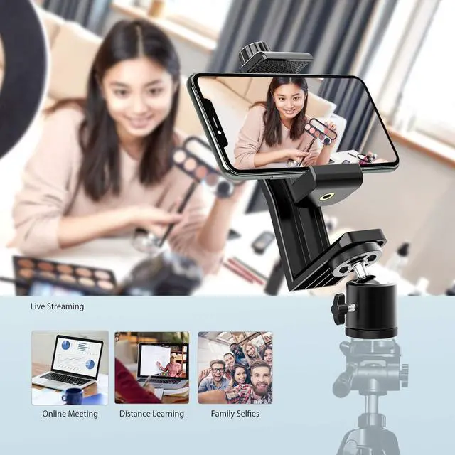 Alt view image 6 of 6 - 6amLifestyle Cell Phone Tripod Mount Adapter with Tripod Ball Head 360° Rotatable for Universal Smartphone Samsung Galaxy iPhone Holder for Tripod Selfie Stick Monopod Etc
