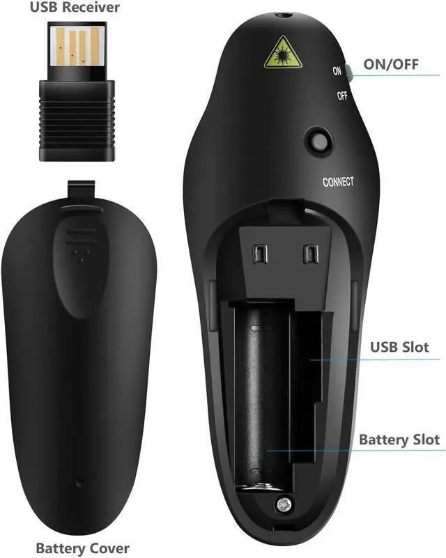 Alt view image 3 of 6 - LNKOO Powerpoint Clicker Flip Pen Wireless 2.4 GHz RF PPT Controlor Presentation Pen Presentation Presenter Remote Control USB Flip Pen
