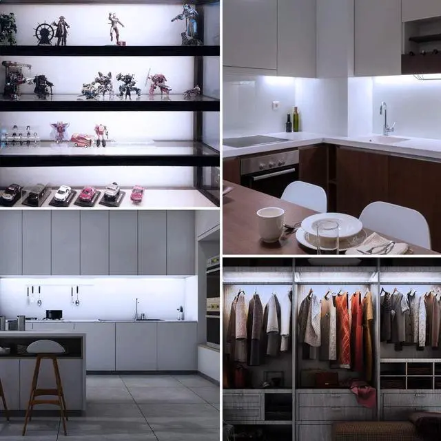 Alt view image 4 of 7 - Set of 4 LED Light Strip Bar - Cool White Kitchen Under Cabinet Led Lamp Energy Saving Under Counter Lighting LED Strip Kit (Cool White)