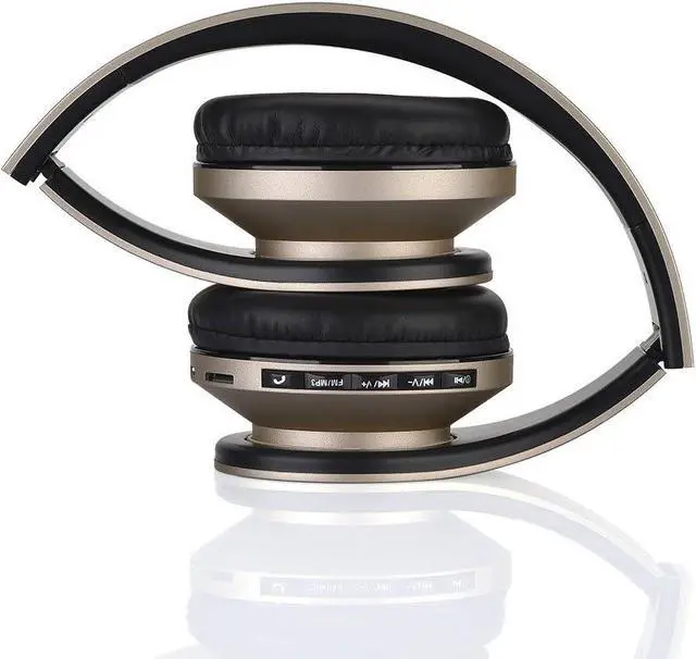 Alt view image 7 of 7 - PowerLocus Wireless Bluetooth Over-Ear Stereo Foldable Headphones, Wired Headsets Rechargeable with Built-in Microphone for iPhone, Samsung, LG, iPad (Gold)