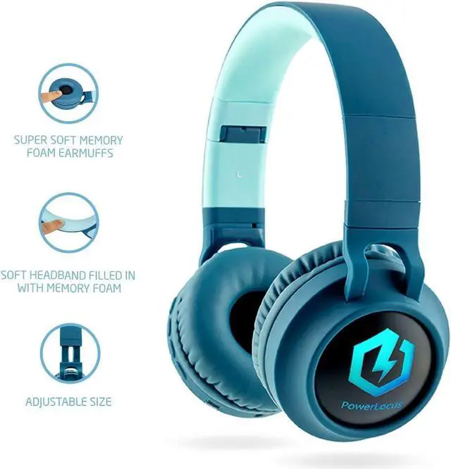 Alt view image 4 of 7 - PowerLocus Headphones for Kids, Bluetooth Headphones, Kid Headphone Over-Ear with LED Lights, Foldable Headphones with Microphone,Volume Limited, Wireless and Wired Headphone for Phones,Tablets,PC,TV