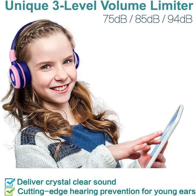 Alt view image 7 of 7 - SIMOLIO Wired & Bluetooth Kids Headphones Bundles, Safe Volume, HD Mic Stereo Sound, Adjustable Headband, Foldable Durable Children Headsets for Travel School