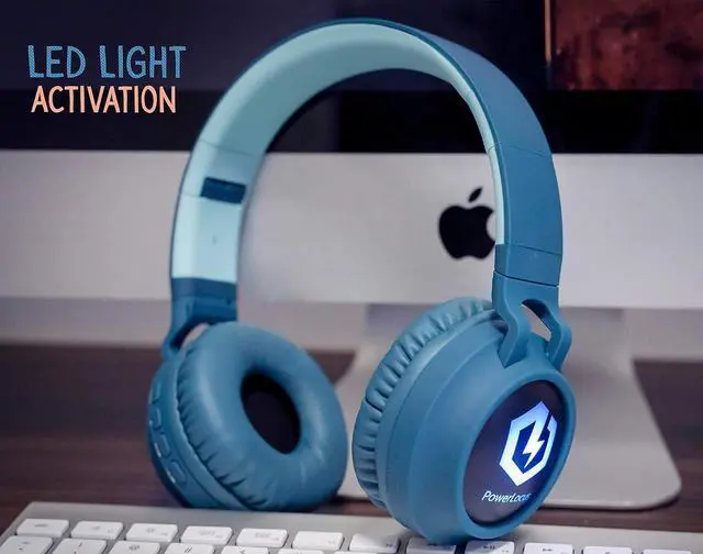 Alt view image 5 of 7 - PowerLocus Headphones for Kids, Bluetooth Headphones, Kid Headphone Over-Ear with LED Lights, Foldable Headphones with Microphone,Volume Limited, Wireless and Wired Headphone for Phones,Tablets,PC,TV