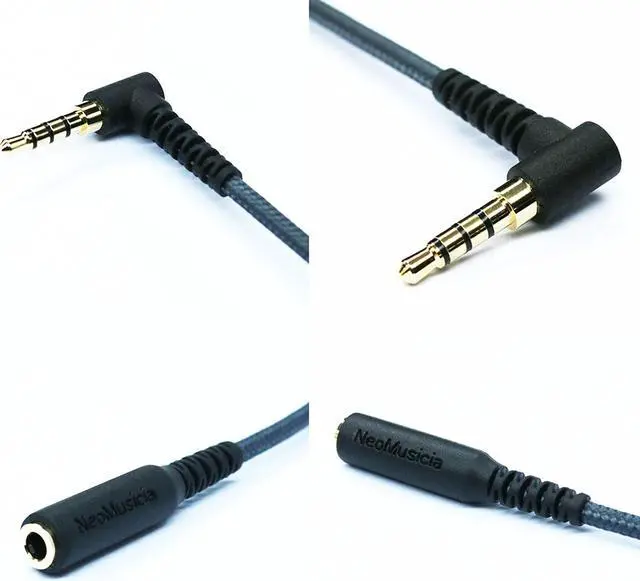 Alt view image 3 of 5 - 150cm(4.5ft) Right Angle 4 Pole 3.5mm 1/8 inch Male to 4 Pole 3.5mm 1/8 inch Female Stereo Audio Headphone Earphone Extension Cable Adapter Cord Tangle-Free Braided Wire