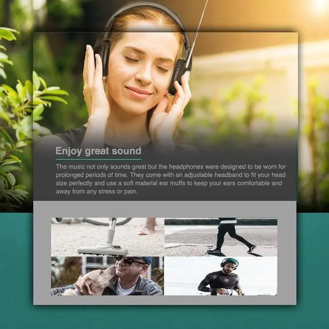 Alt view image 6 of 7 - Wireless Personal FM Radio Headphones Ear Muffs with Best Reception | Portable Headset with Radio Built in for Walking, Jogging, Daily Works Powered by 2 AA Batteries (Not Included)