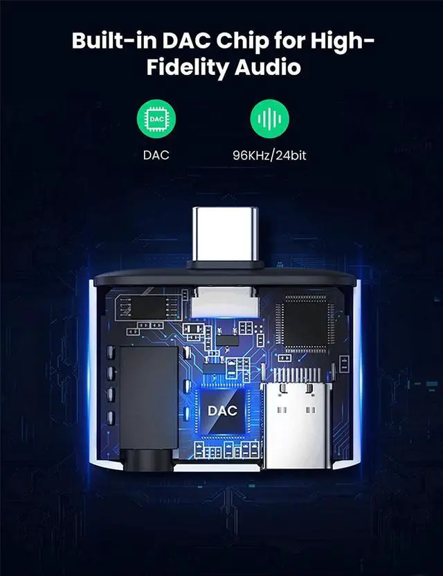 Alt view image 6 of 7 - UGREEN USB C to 3.5mm Headphone and Charger Adapter Type C Converter Aux DAC Audio Earphone Adapter Compatible with iPad Pro 2020 Samsung S22 S21 S20 S20 Ultra Note10+ Pixel 4 3 2 XL iPad Mini 6