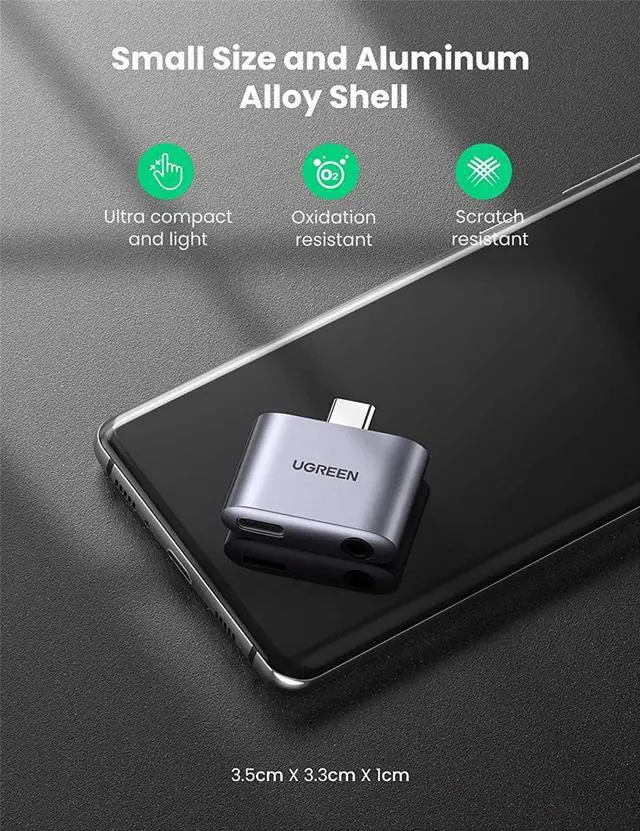 Alt view image 7 of 7 - UGREEN USB C to 3.5mm Headphone and Charger Adapter Type C Converter Aux DAC Audio Earphone Adapter Compatible with iPad Pro 2020 Samsung S22 S21 S20 S20 Ultra Note10+ Pixel 4 3 2 XL iPad Mini 6