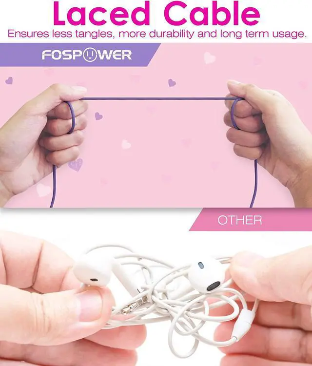 Alt view image 6 of 7 - FosPower Kids Headphones with LED Cat Ears (Safe Volume Limit 85 dB), 3.5mm On-Ear Wired Headphones with Laced Tangle-Free Cables for Boys/Girls/School/Travel - Hot Pink/Purple