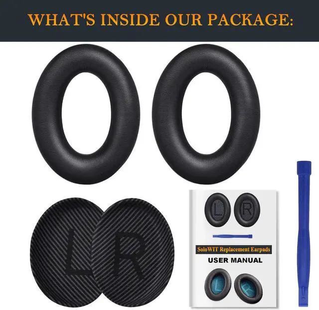 Alt view image 7 of 7 - Replacement Earpads Cushions for  QuietComfort 35 (QC35) & Quiet Comfort 35 II (QC35 ii) Headphones Ear Pads with Softer Leather Noise Isolation Foam Added Thickness (Black)
