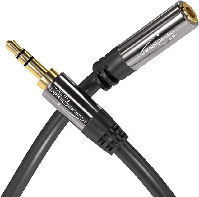 Alt view image 2 of 6 - 20ft  Headphone Extension Lead Cable 3.5mm connectors (aux Audio Cable Male Jack Plug/Female Jack Practically Break-Proof Metal casing Perfect for Headphones Black)
