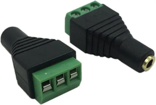 Alt view image 2 of 7 - 3.5mm Stereo Audio Video Female Jack to 3 Screw Terminal Female Headphone Replacement Solderless Balum Converter Adapter (2-Pack)
