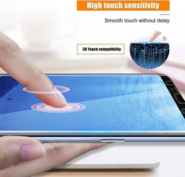 Alt view image 3 of 7 - [2+2 Pack] UniqueMe [Full Coverage] Flexible TPU Screen Protector Compatible for Samsung Galaxy S8 and Tempered Glass Camera Lens Protector for Samsung Galaxy S8, HD Clarity [Scratch Resistant] [Case