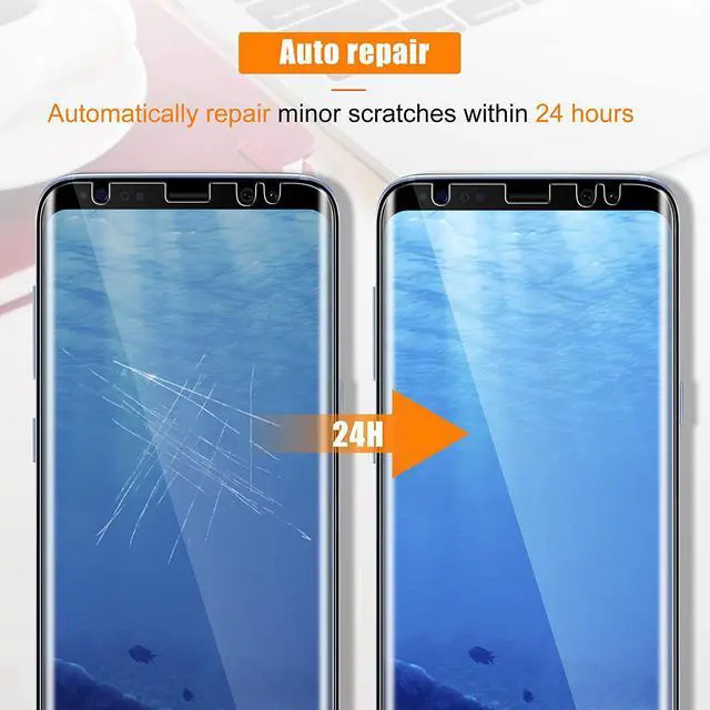 Alt view image 6 of 7 - [2+2 Pack] UniqueMe [Full Coverage] Flexible TPU Screen Protector Compatible for Samsung Galaxy S8 and Tempered Glass Camera Lens Protector for Samsung Galaxy S8, HD Clarity [Scratch Resistant] [Case