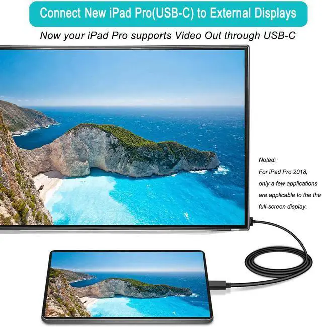 Alt view image 4 of 6 - USB C to HDMI Cable Benfei USB Type-C to HDMI 6 Feet Cable [Thunderbolt 3 Compatible] for MacBook Pro 2020/2019/2018 MacBook Air/iPad Pro 2018 Samsung Galaxy S10/S9 Surface Book 2 and More