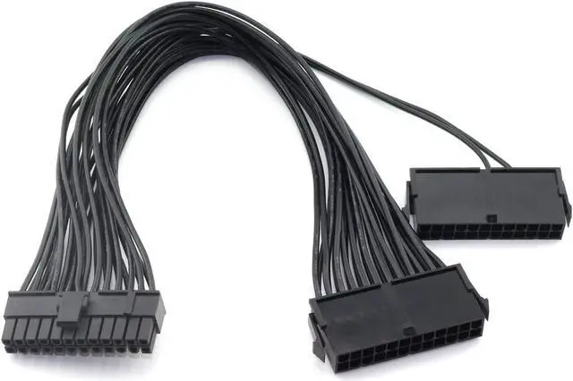 Main image of Traodin SATA Cables, Dual PSU Power Supply 24-Pin Adapter Cable for ATX Motherboard 18AWG - 1FT
