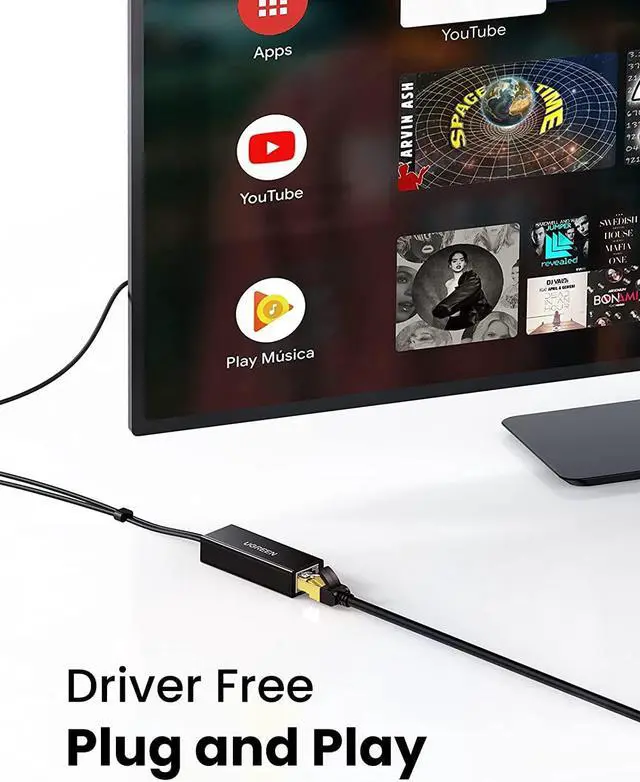 Alt view image 6 of 7 - UGREEN Ethernet Adapter Compatible for Fire TV Stick 4K Chromecast Google Home Mini and More Streaming TV Sticks Micro USB to RJ45 Ethernet Network Adapter with USB Power Supply Cable 3.3ft