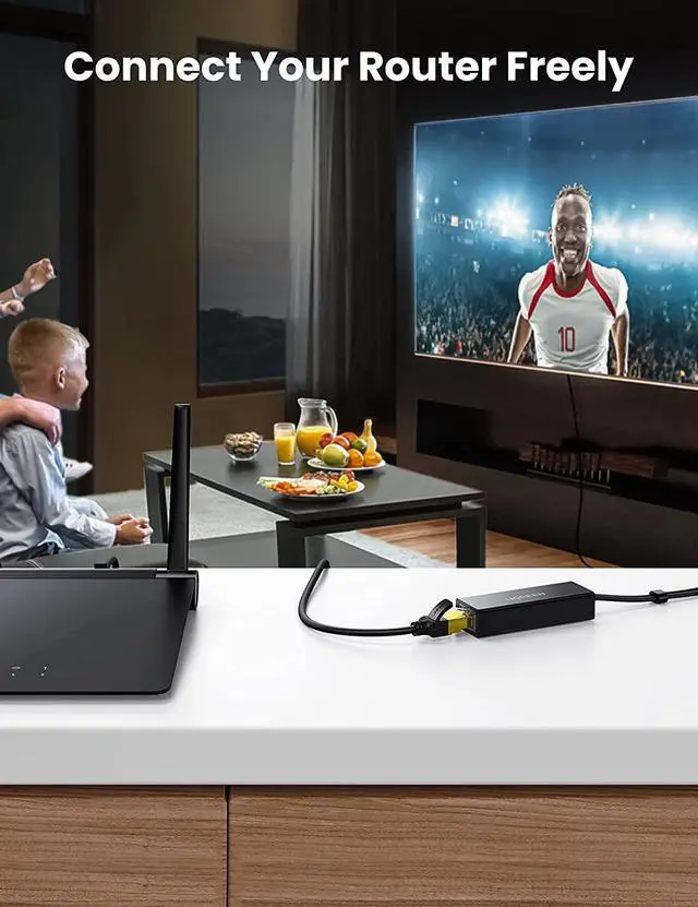 Alt view image 7 of 7 - UGREEN Ethernet Adapter Compatible for Fire TV Stick 4K Chromecast Google Home Mini and More Streaming TV Sticks Micro USB to RJ45 Ethernet Network Adapter with USB Power Supply Cable 3.3ft