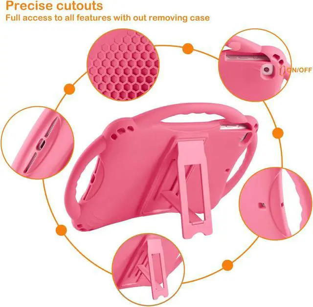 Alt view image 5 of 7 - TopEsct Kids Case for iPad mini 5 4 3 2 1,Silicone Childproof Case for iPad mini 5 4 3 2 1, Built-in Handle Stand, Comes with a Strap (Pink)