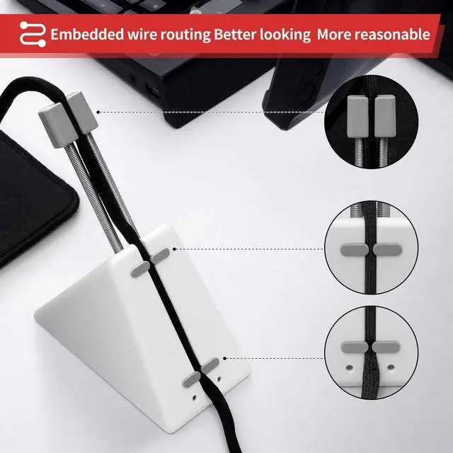 Alt view image 2 of 7 - Mouse Bungee Mouse Cord Clip Cord Management System Fixer Holder for Esports FPS Game (3.0 White)