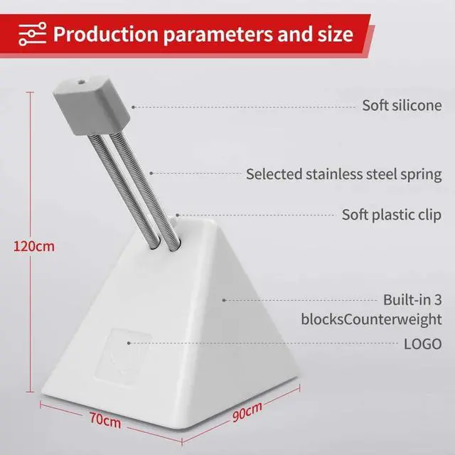 Alt view image 5 of 7 - Mouse Bungee Mouse Cord Clip Cord Management System Fixer Holder for Esports FPS Game (3.0 White)