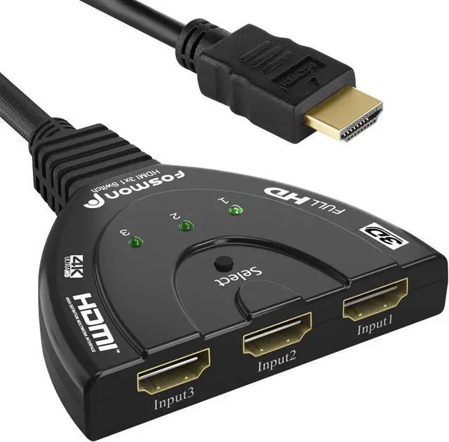 Main image of 4K HDMI Switch 3 in 1 out 4K@30Hz, 3-Port HDMI Splitter Hub Switcher Auto Switching UHD 3D HDR HD 1080P HDCP, for HDTV, PS5/4, Xbox, Fire Stick