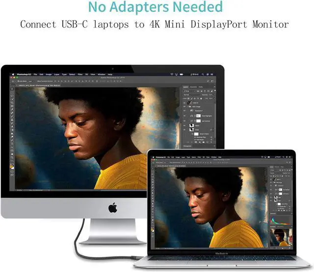 Alt view image 3 of 7 - USB C to Mini DisplayPort 6Ft 4K@60Hz Thunderbolt 3 to Mini Displayport Cable Compatible for iPhone 15/16 Series M3/4 MacBook Pro Surface Book 2 Galaxy S24/S25 Steam Deck and Rog Ally