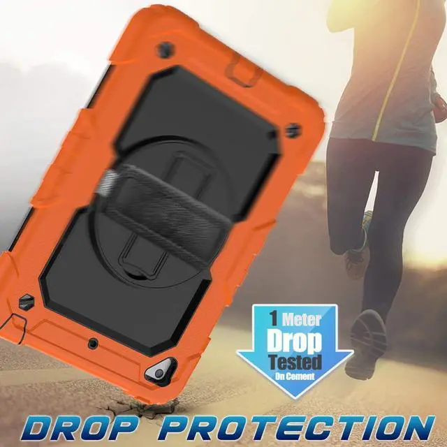 Alt view image 7 of 7 - Case for iPad Mini 5th Generation, iPad Mini 5 Case, iPad Mini 4 Case, Heavy Duty Case with Screen Kickstand Hand Strap Shoulder Strap Pencil Holder for iPad Mini 5/ 4th Gen 7.9-Inch - Orange