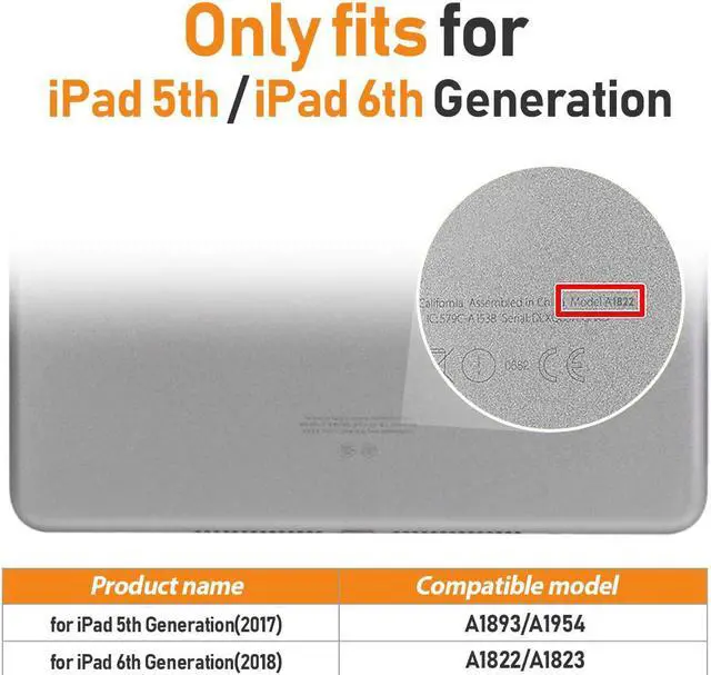 Alt view image 2 of 7 - Case for iPad 6th/5th Generation, iPad 9.7 Inch 2018/2017 Case with Rotating Stand/Strap Full-Body Silicone+PC Durable Protective Case for iPad 5th/6th / Air 2/ Pro 9.7 Orange