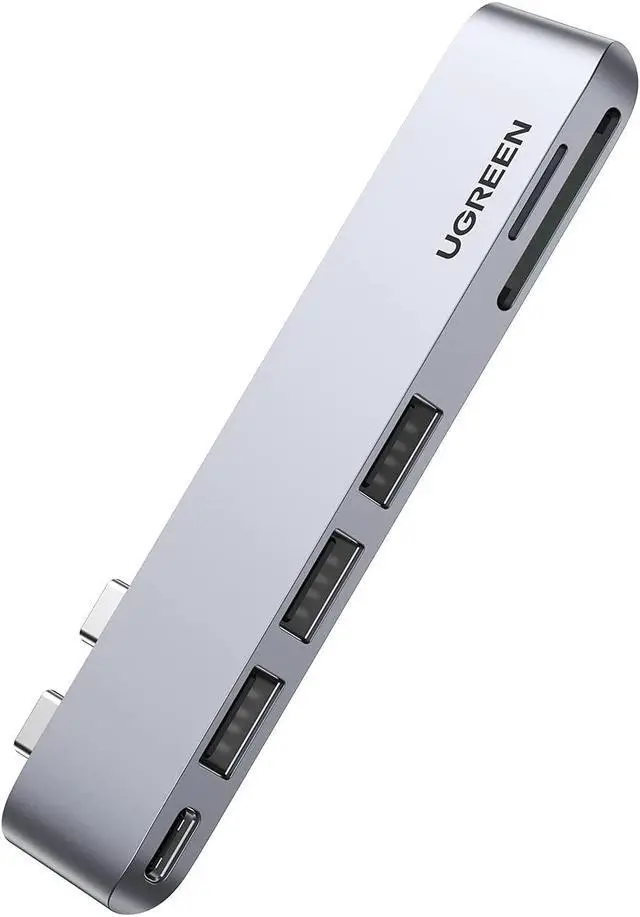 Main image of UGREEN USB C Hub for MacBook Aluminum Type C Adapter with 3 USB 3.0 100W USB C Power Delivery Micro SD SD Card Reader Compatible for MacBook Pro Air M1 2020 2019 2018 2017, Silver