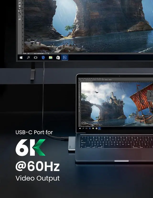 Alt view image 5 of 7 - UGREEN USB C Hub for MacBook Aluminum Type C Adapter with 3 USB 3.0 100W USB C Power Delivery Micro SD SD Card Reader Compatible for MacBook Pro Air M1 2020 2019 2018 2017, Silver