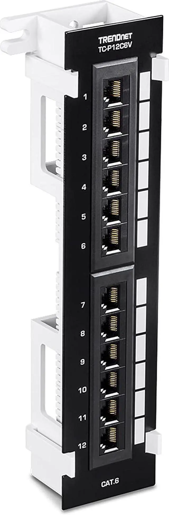 Main image of TRENDnet 12-Port Cat6 Unshielded Patch Panel, TC-P12C6V, Wall Mount, Included 89D Bracket, Vertical or Horizontal Installation, Compatible w/ Cat5e & Cat6 RJ45 Cabling, 110 IDC Type Terminal Blocks