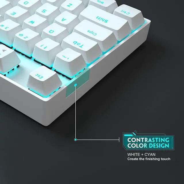 Alt view image 4 of 7 - White Mechanical Gaming Keyboard, MageGee MK-Star LED Backlit Keyboard Compact 87 Keys TKL Wired Computer Keyboard with Blue Switches for Windows Laptop Gaming PC